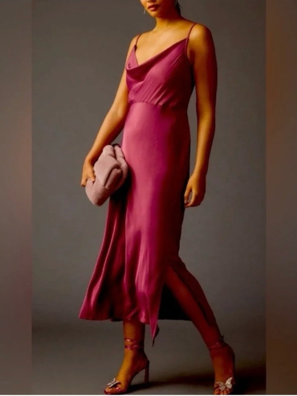 Anthropologie Bias Satin Slip Midi Dress